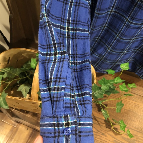 Ocean Pacific OP Sz L 11/13 blue flannel long - Picture 5 of 13